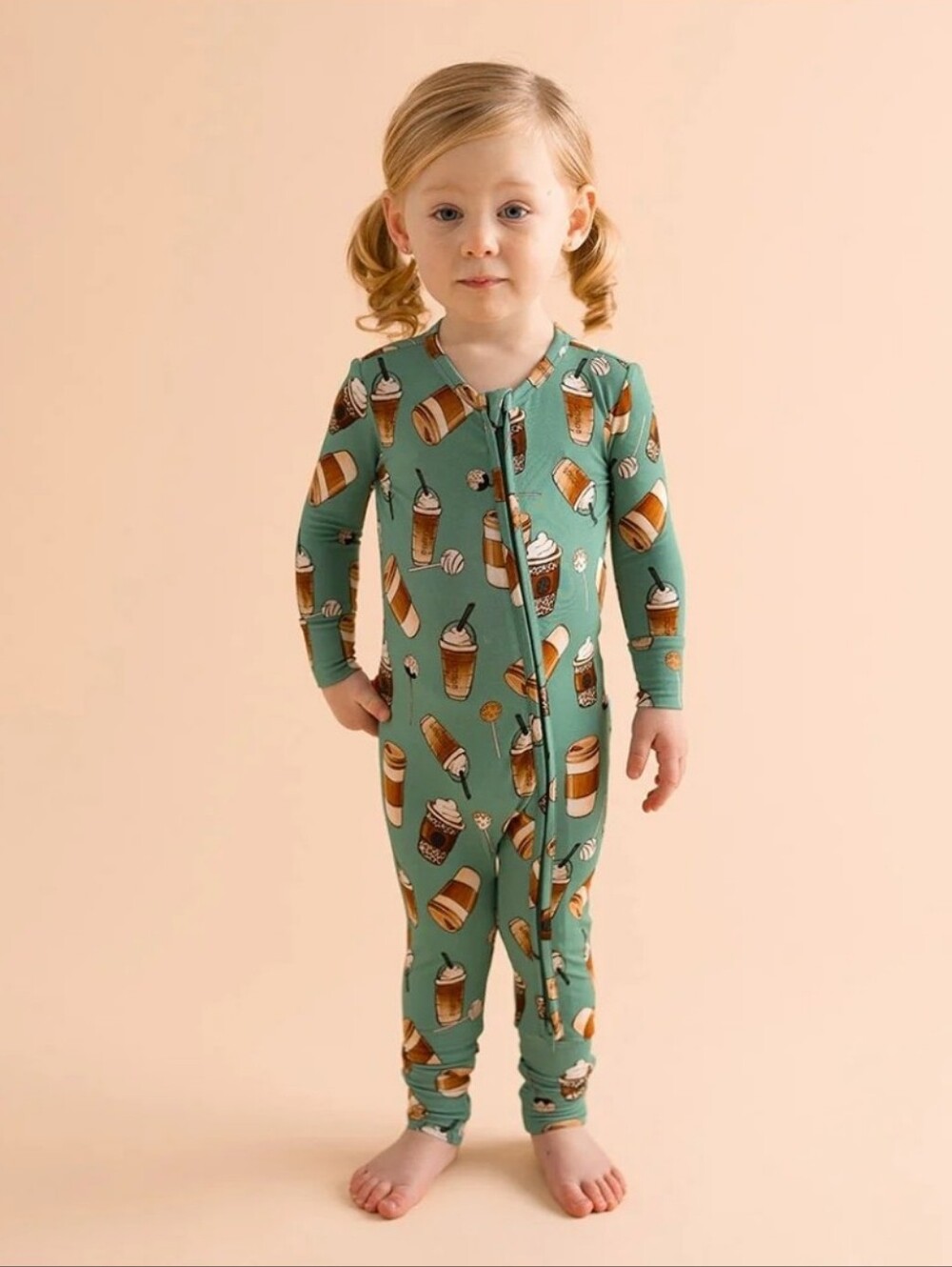 Posh Peanut Morning Brew Coffee Convertible Footie Size 6-9 Months